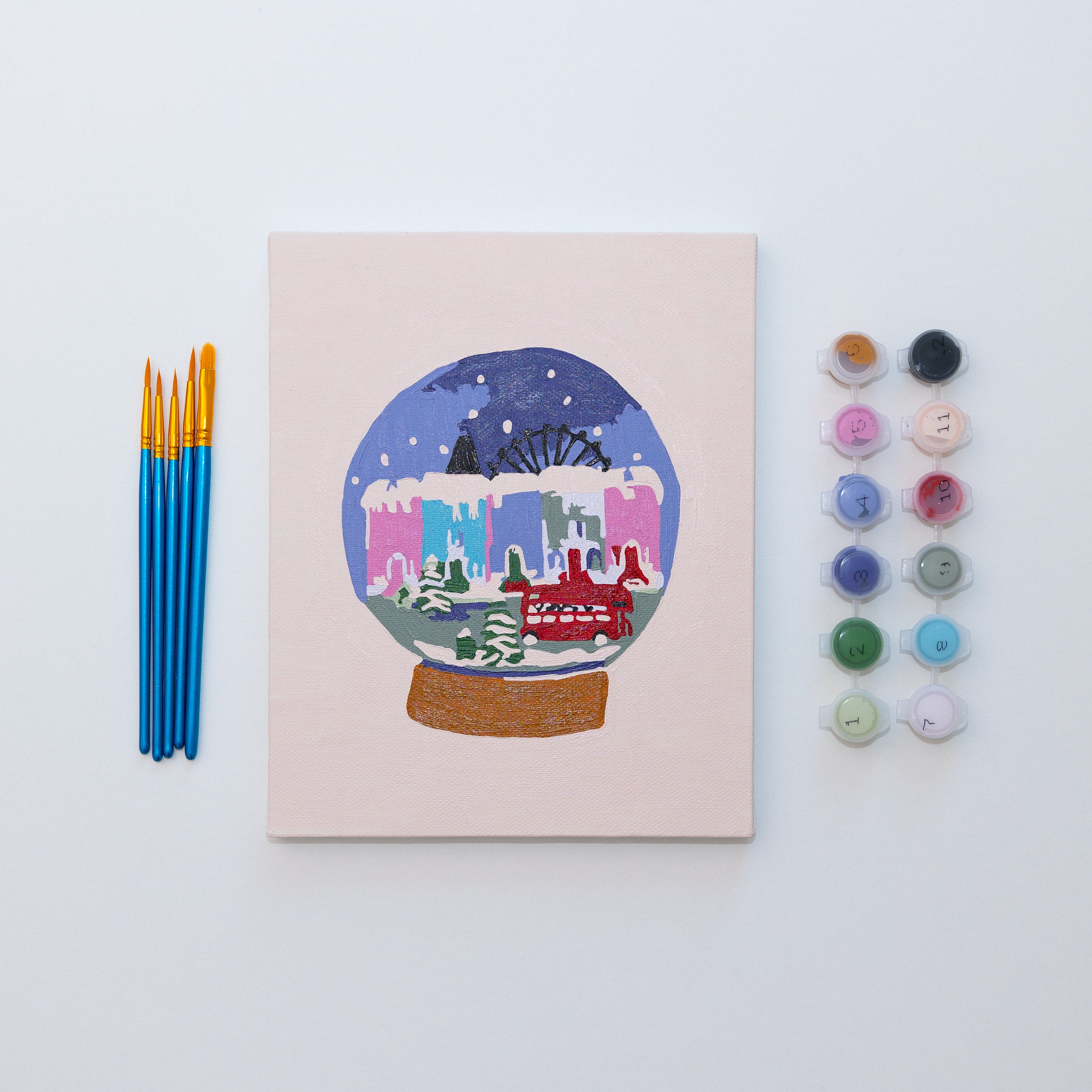Snowglobe by Hebe Studio Paint by Numbers Framed Mini Paint Anywhere