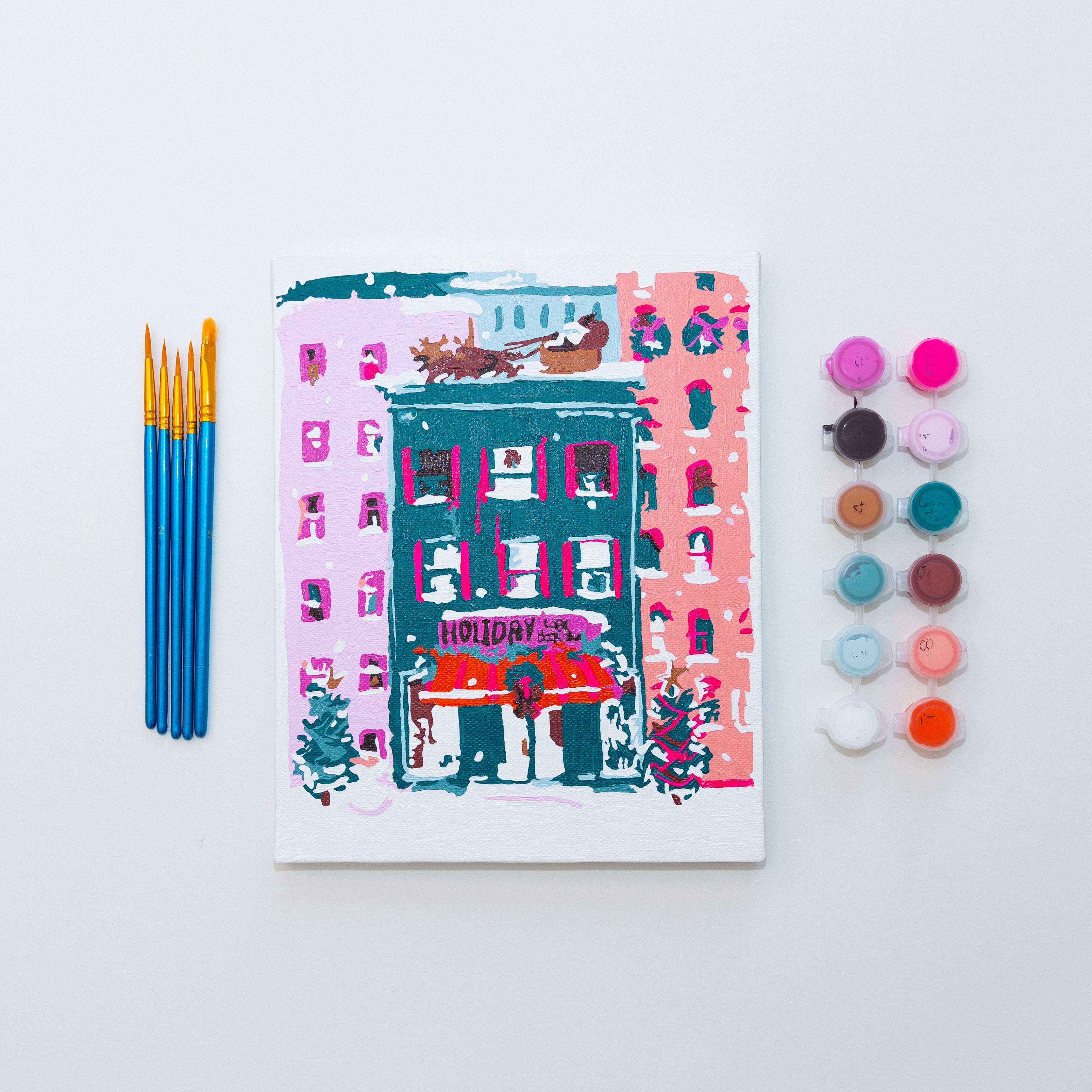 Holiday Bookstore by Nysha Lilly Paint by Numbers Framed Mini Paint