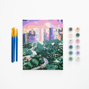 Spring Sunset in the Park by Joy Laforme Paint by Numbers Framed Mini