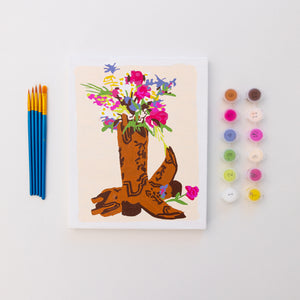 PREORDER Cowboy Boots and Flowers by Nysha Lilly Paint by Numbers Framed Mini