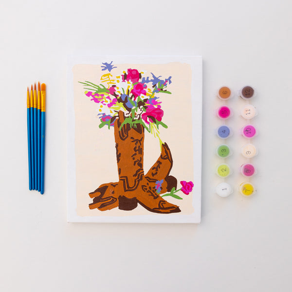 Cowboy Boots and Flowers by Nysha Lilly Paint by Numbers Framed Mini