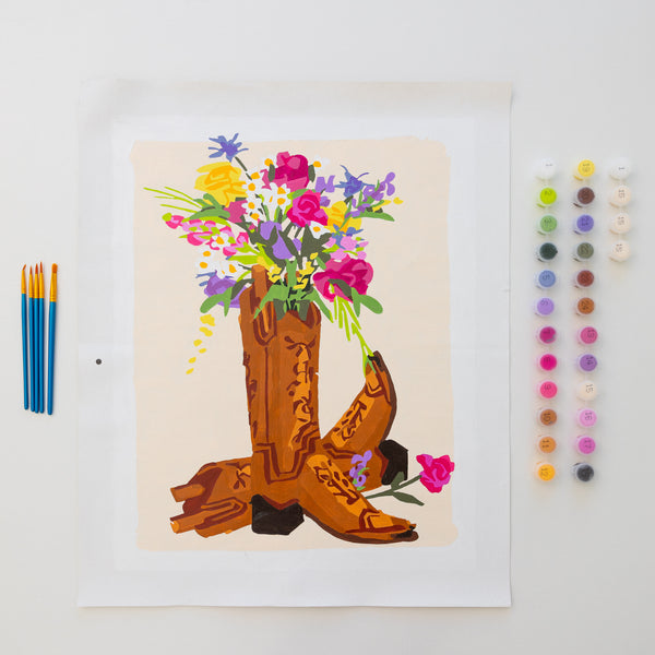 Cowboy Boots and Flowers by Nysha Lilly Paint by Numbers Deluxe