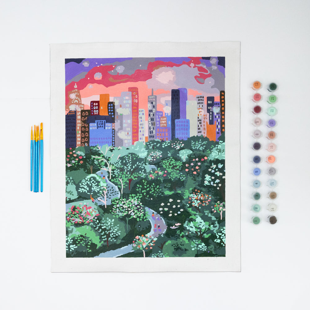 Spring Sunset in the Park by Joy Laforme Paint by Numbers Deluxe